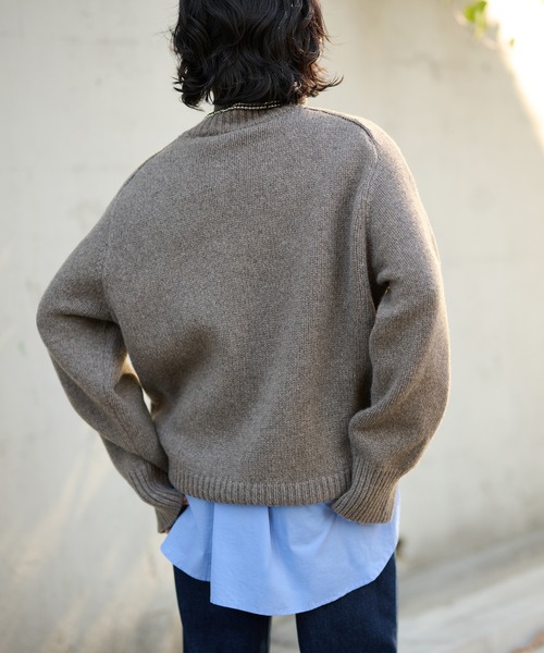LAULEN(ローレン)の「wool high neck oversize knit / ウールハイネックオーバーサイズニットプルオーバー(ニット/セーター・レディース・チャコールグレー/ブラック/オートミール/ベージュ/レッド・FREE)」の8枚目の写真