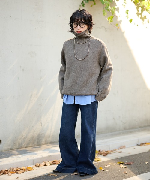 LAULEN(ローレン)の「wool high neck oversize knit / ウールハイネックオーバーサイズニットプルオーバー(ニット/セーター・レディース・チャコールグレー/ブラック/オートミール/ベージュ/レッド・FREE)」の12枚目の写真