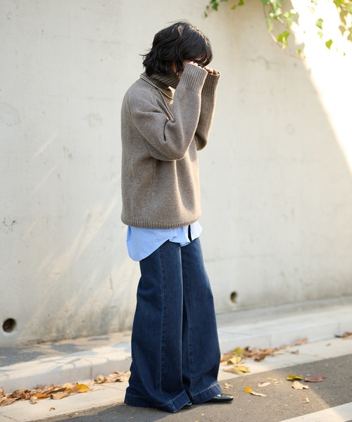 LAULEN(ローレン)の「wool high neck oversize knit / ウールハイネックオーバーサイズニットプルオーバー(ニット/セーター・レディース・チャコールグレー/ブラック/オートミール/ベージュ/レッド・FREE)」の14枚目の写真