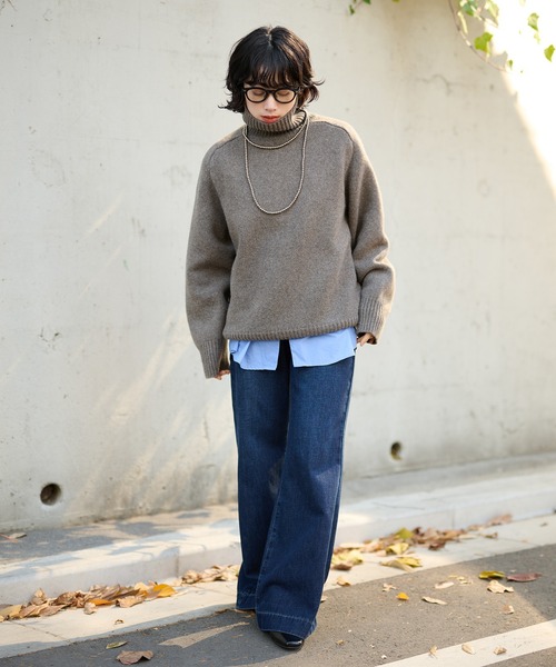 LAULEN(ローレン)の「wool high neck oversize knit / ウールハイネックオーバーサイズニットプルオーバー(ニット/セーター・レディース・チャコールグレー/ブラック/オートミール/ベージュ/レッド・FREE)」の15枚目の写真