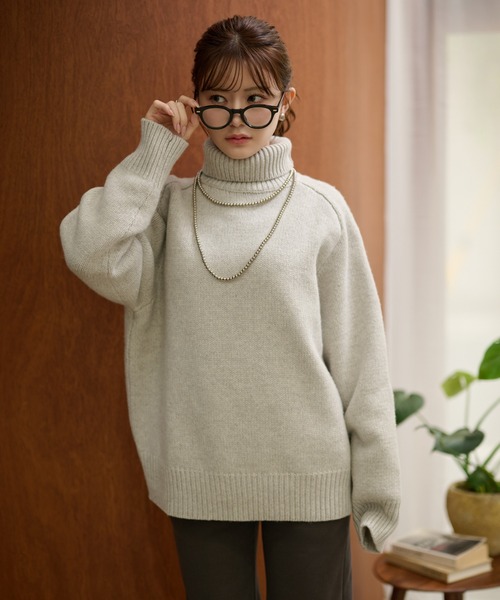 LAULEN(ローレン)の「wool high neck oversize knit / ウールハイネックオーバーサイズニットプルオーバー(ニット/セーター・レディース・チャコールグレー/ブラック/オートミール/ベージュ/レッド・FREE)」の20枚目の写真