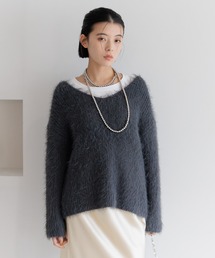 BAYFLOW | [Vネックで華奢見え]シャギーニットVネックプルオーバー(ニット/セーター)