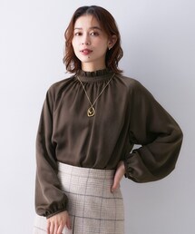 【エレガント/お仕事着にも】スタンドフリルネック ブラウス