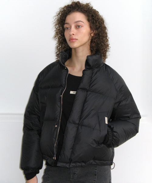 Beige Label Crop Puffer Jacket - Black