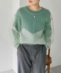 ear PAPILLONNER（イアパピヨネ）の「バイカラーシアーニット【SUM1 STYLE】（ニット/セーター）」