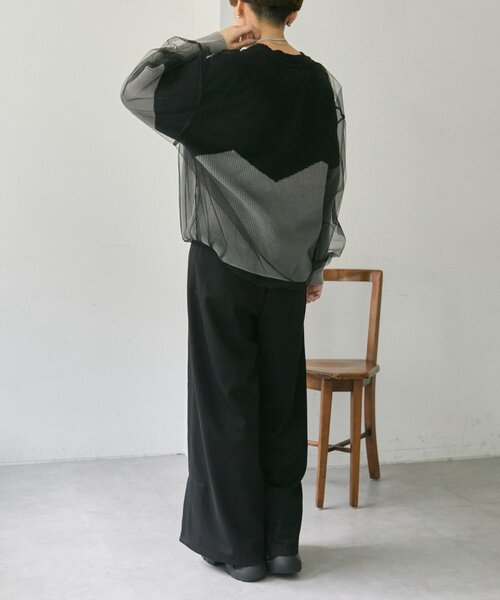 ear PAPILLONNER(イアパピヨネ)の「バイカラーシアーニット【SUM1 STYLE】(ニット/セーター・レディース・グレー/ミント・FREE)」の11枚目の写真