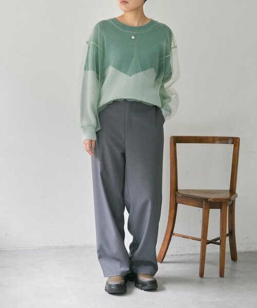 ear PAPILLONNER(イアパピヨネ)の「バイカラーシアーニット【SUM1 STYLE】(ニット/セーター・レディース・グレー/ミント・FREE)」の20枚目の写真