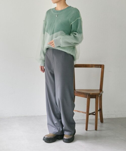 ear PAPILLONNER(イアパピヨネ)の「バイカラーシアーニット【SUM1 STYLE】(ニット/セーター・レディース・グレー/ミント・FREE)」の22枚目の写真