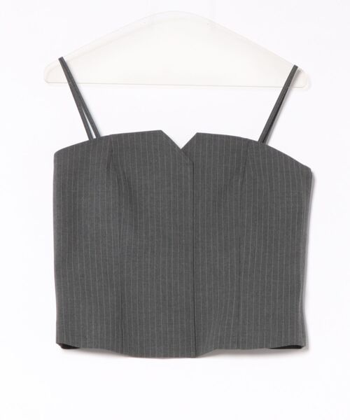 m.f.editorial（エムエフエディトリアル）の「【ストレッチ ウォッシャブル】m.f.エディトリアルレディース  ピンスト ビスチェ グレー(セットアップ可能)（スーツベスト・レディース・グレー系その他2・LARGE/MEDIUM）」の2枚目の写真