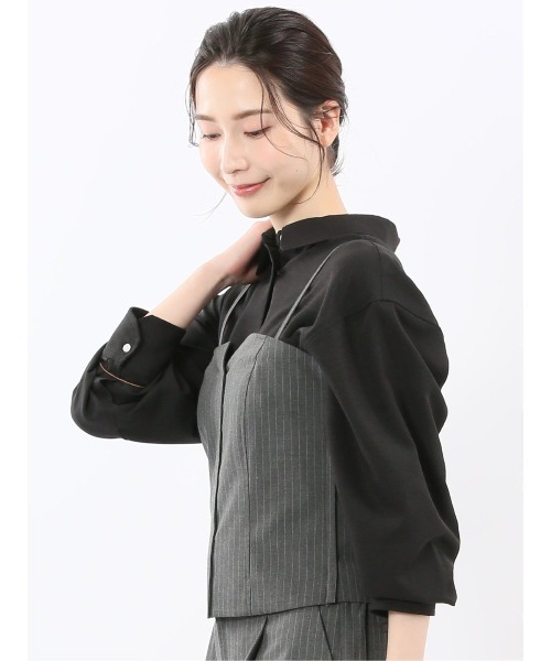 m.f.editorial（エムエフエディトリアル）の「【ストレッチ ウォッシャブル】m.f.エディトリアルレディース  ピンスト ビスチェ グレー(セットアップ可能)（スーツベスト・レディース・グレー系その他2・LARGE/MEDIUM）」の7枚目の写真