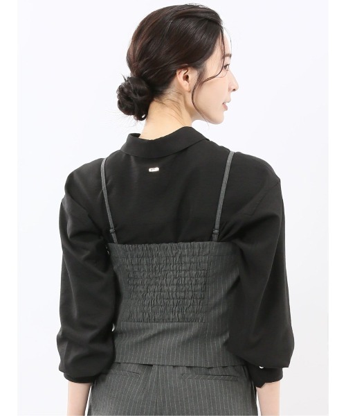 m.f.editorial（エムエフエディトリアル）の「【ストレッチ ウォッシャブル】m.f.エディトリアルレディース  ピンスト ビスチェ グレー(セットアップ可能)（スーツベスト・レディース・グレー系その他2・LARGE/MEDIUM）」の8枚目の写真