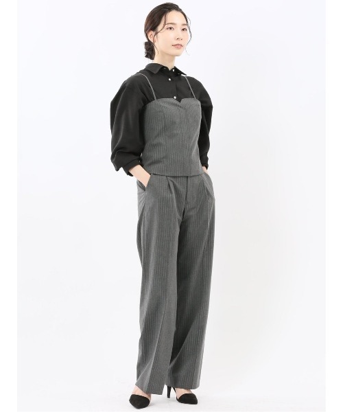 m.f.editorial（エムエフエディトリアル）の「【ストレッチ ウォッシャブル】m.f.エディトリアルレディース  ピンスト ビスチェ グレー(セットアップ可能)（スーツベスト・レディース・グレー系その他2・LARGE/MEDIUM）」の10枚目の写真