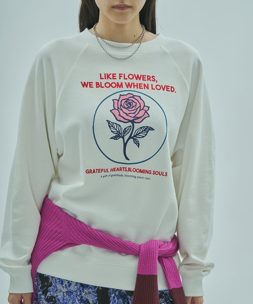 ROSE BUD(ローズバッド)の「(mag.by c)ROSE PRINT L/S SWEAT(スウェット・レディース・ホワイト/グレー・ONE SIZE)」の9枚目の写真
