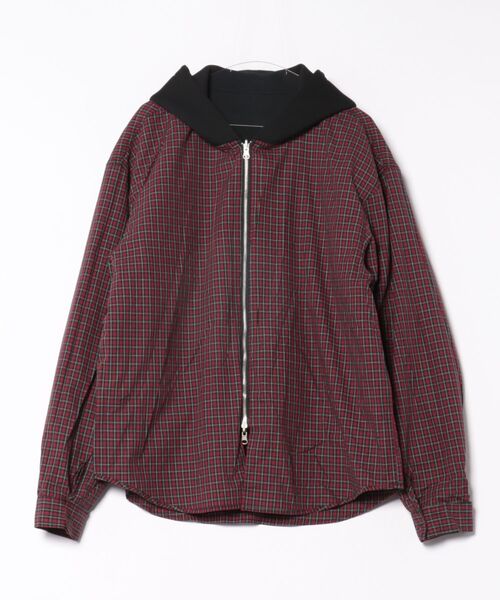 a.p.o.v.(エーピーオービー)の「a.p.o.v. リバーシブルチェックシャツジャケット×フェイクレイヤード短丈スウェットジップアップパーカー(パーカー・メンズ・ブラック/グレー・ONESIZE)」の5枚目の写真