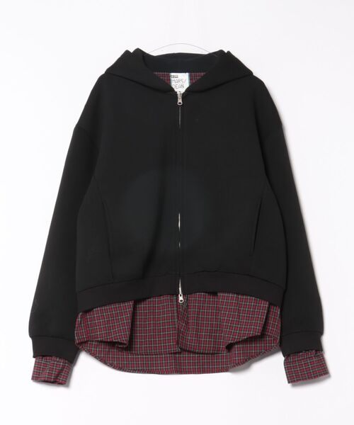 a.p.o.v.(エーピーオービー)の「a.p.o.v. リバーシブルチェックシャツジャケット×フェイクレイヤード短丈スウェットジップアップパーカー(パーカー・メンズ・ブラック/グレー・ONESIZE)」の12枚目の写真