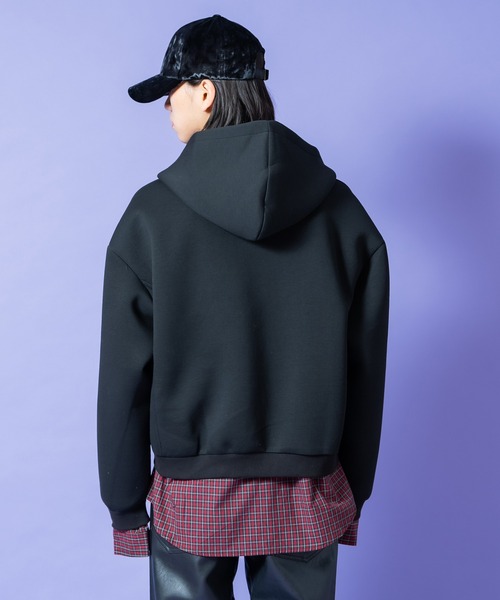 a.p.o.v.(エーピーオービー)の「a.p.o.v. リバーシブルチェックシャツジャケット×フェイクレイヤード短丈スウェットジップアップパーカー(パーカー・メンズ・ブラック/グレー・ONESIZE)」の9枚目の写真