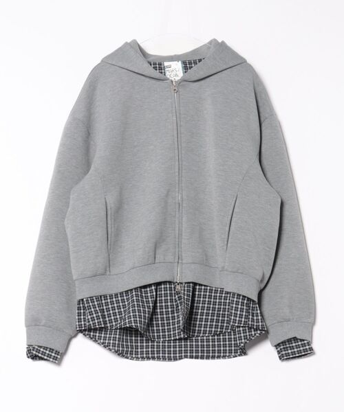 a.p.o.v.(エーピーオービー)の「a.p.o.v. リバーシブルチェックシャツジャケット×フェイクレイヤード短丈スウェットジップアップパーカー(パーカー・メンズ・ブラック/グレー・ONESIZE)」の8枚目の写真