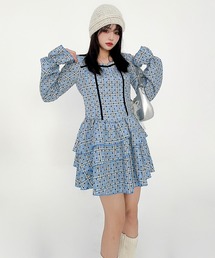 HOOK（フック）の「HOOK　for girls  -original-　チェックアシンメトリーフリルティアードワンピース（ワンピース）」