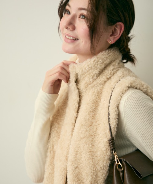 Lunea（ルネア）の「ノースリーブボアジャケット（その他アウター・レディース・アイボリー/ブラウン・FREE）」の20枚目の写真