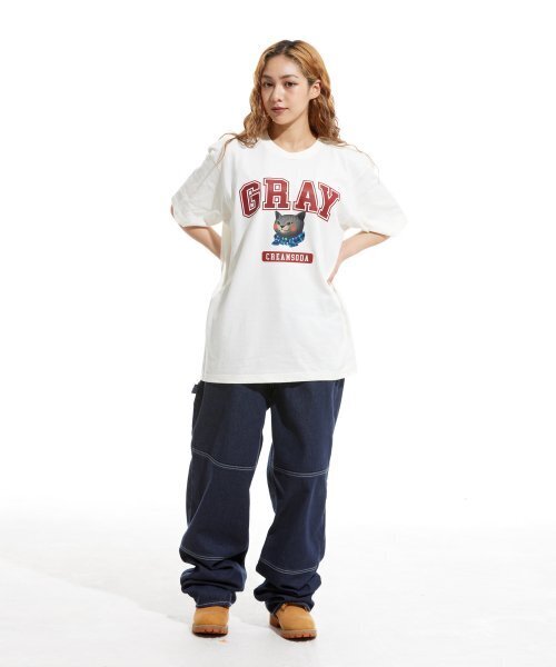 CREAM SODA LAB（クリームソーダラボ）の「グレー ロゴ 半袖Tシャツ アイボリーピンク（Tシャツ/カットソー・メンズ・その他・X-LARGE/XX-LARGE/LARGE/MEDIUM）」の2枚目の写真