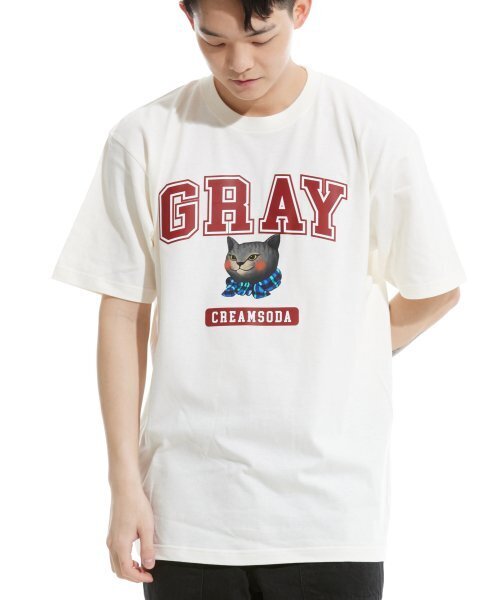 CREAM SODA LAB（クリームソーダラボ）の「グレー ロゴ 半袖Tシャツ アイボリーピンク（Tシャツ/カットソー・メンズ・その他・X-LARGE/XX-LARGE/LARGE/MEDIUM）」の4枚目の写真