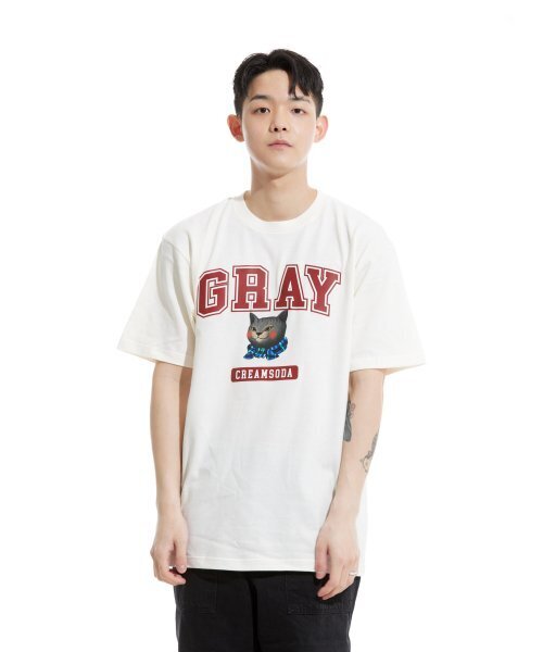CREAM SODA LAB（クリームソーダラボ）の「グレー ロゴ 半袖Tシャツ アイボリーピンク（Tシャツ/カットソー・メンズ・その他・X-LARGE/XX-LARGE/LARGE/MEDIUM）」の5枚目の写真