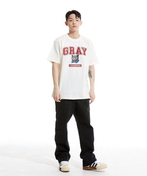 CREAM SODA LAB（クリームソーダラボ）の「グレー ロゴ 半袖Tシャツ アイボリーピンク（Tシャツ/カットソー・メンズ・その他・X-LARGE/XX-LARGE/LARGE/MEDIUM）」の6枚目の写真