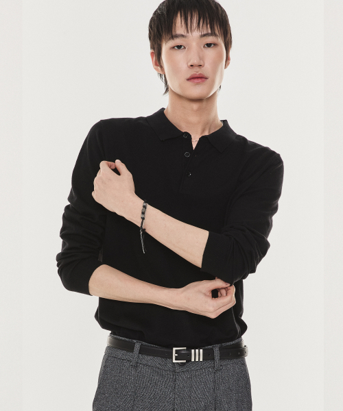 Structured Polo Knit Shirt (черный)