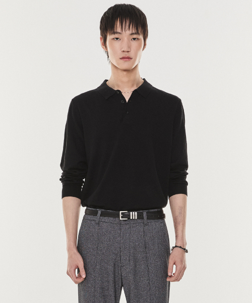 KICHUL(キチョル)の「Structured Polo Knit Shirt (Black)(ニット/セーター・メンズ・その他・SMALL/MEDIUM/LARGE)」の2枚目の写真
