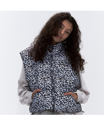 ERER（エルエル）の「ヒョウ柄ダウンベスト グレー（ダウンベスト）」