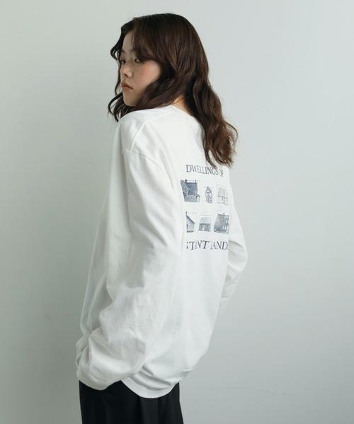 anuke（アンヌーク）の「Print Long T-shirts（Tシャツ/カットソー・レディース・グレー/ホワイト・FREE）」の2枚目の写真