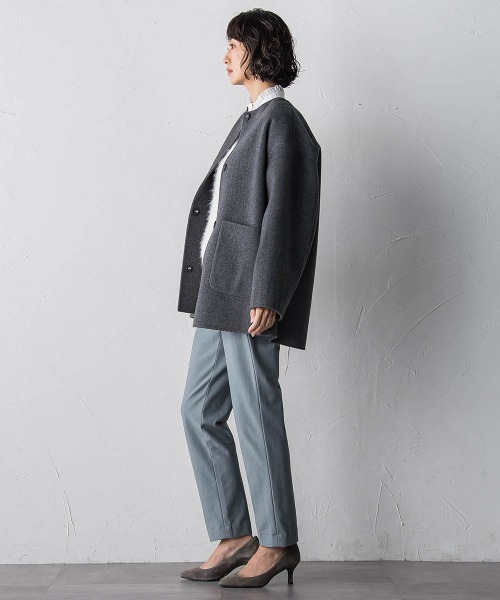 ラエフ（la．f．．．）/”軽さと贅沢なぬくもり”ノーカラーリバーコート セール】<極>”軽さと贅沢なぬくもり”ノーカラーリバーコート（ノー