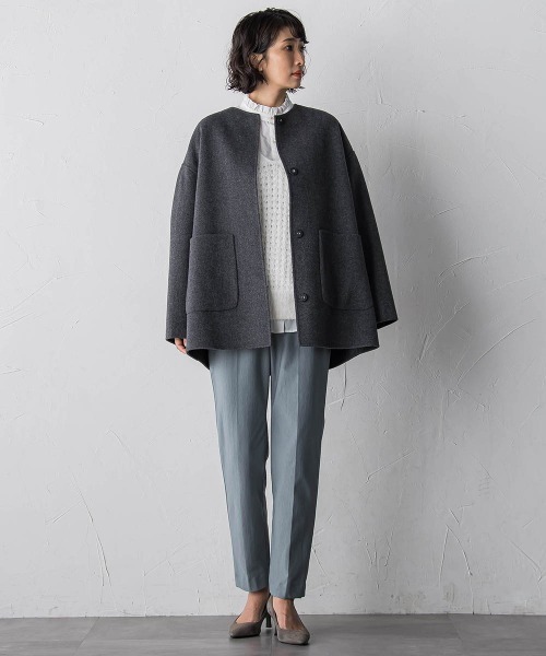 ノーブル　ノーカラーリバーコート セール】<極>”軽さと贅沢なぬくもり”ノーカラーリバーコート（ノー