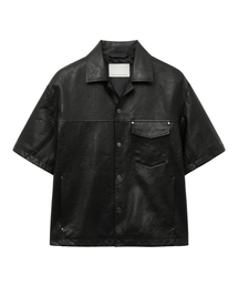 UNGIMMICK（アンジミック）の「WASHED LEATHER SHORT SLEEVE SHIRT (BLACK / LAMBSKIN)（シャツ/ブラウス）」