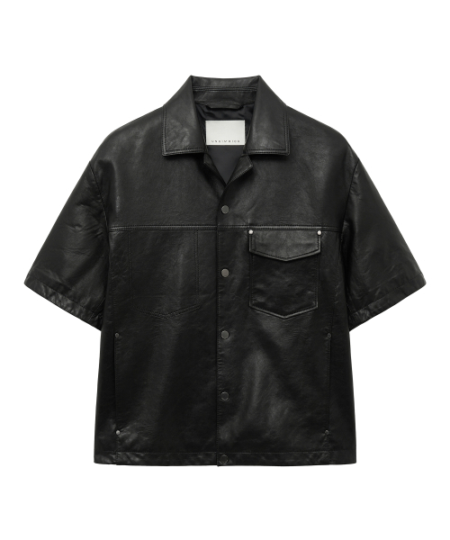 UNGIMMICK(アンジミック)の「WASHED LEATHER SHORT SLEEVE SHIRT (BLACK / LAMBSKIN)(シャツ/ブラウス・メンズ・その他・MEDIUM/LARGE)」の1枚目の写真