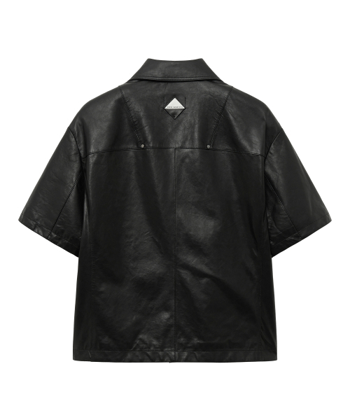 UNGIMMICK(アンジミック)の「WASHED LEATHER SHORT SLEEVE SHIRT (BLACK / LAMBSKIN)(シャツ/ブラウス・メンズ・その他・MEDIUM/LARGE)」の2枚目の写真