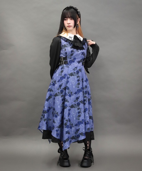 NIBBLE POISON(ニブルポイズン)の「ナイトメアローズアシメワンピース(ワンピース・レディース・ブラック/パープル・MEDIUM)」の3枚目の写真