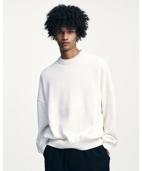 SOPHNET.（ソフネット）の「COTTON SILK EMBROIDERY KNIT（ニット/セーター・メンズ・ブラック/ライトブルー/ホワイト・1/2/3/4/5）」の4枚目の写真