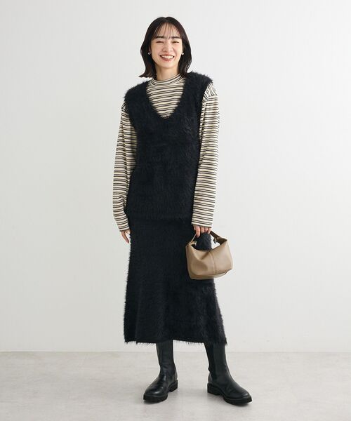 Green Parks(グリーンパークス)の「・Petit Fleur シャギーニットベスト(ベスト・レディース・チャコールグレー/ブラック/アイボリー・FREE)」の7枚目の写真