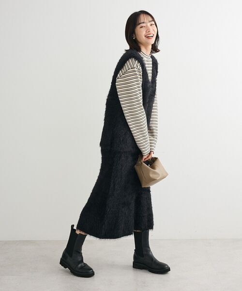 Green Parks(グリーンパークス)の「・Petit Fleur シャギーニットベスト(ベスト・レディース・チャコールグレー/ブラック/アイボリー・FREE)」の8枚目の写真