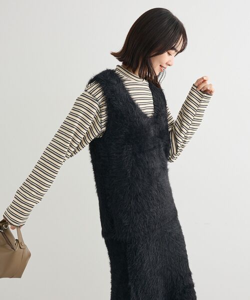 Green Parks(グリーンパークス)の「・Petit Fleur シャギーニットベスト(ベスト・レディース・チャコールグレー/ブラック/アイボリー・FREE)」の12枚目の写真