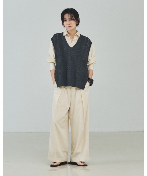 qualite(カリテ)の「【セットアップ対応】テンセルハイツイストワイドパンツ/デニム風/春服/春カラー(その他パンツ・レディース・アイボリー/セージグリーン/ブルー・34/36/38)」の6枚目の写真