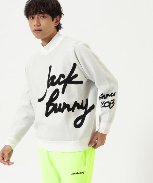 Jack Bunny!!(ジャックバニー)の「【Jack Bunny!!】防風裏地付きクルーネックニットプルオーバー(ニット/セーター・メンズ・ホワイト/ベージュ/ブラック・MEDIUM/LARGE/X-LARGE)」の2枚目の写真