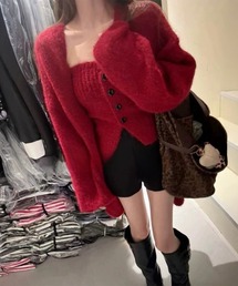 ニットアンサンブルベアトップニットカーデ