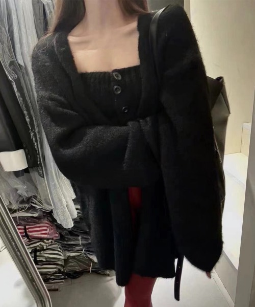 Miniministore(ミニミニストア)の「ニットアンサンブルベアトップニットカーデ(カーディガン/ボレロ・レディース・ピンク/ワインレッド/ライトベージュ/グレー/ブラウン/レッド/ブラック・FREE)」の10枚目の写真