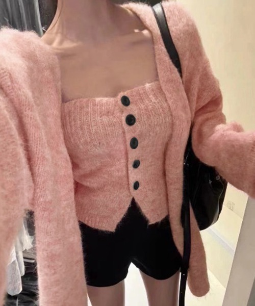 Miniministore(ミニミニストア)の「ニットアンサンブルベアトップニットカーデ(カーディガン/ボレロ・レディース・ピンク/ワインレッド/ライトベージュ/グレー/ブラウン/レッド/ブラック・FREE)」の21枚目の写真