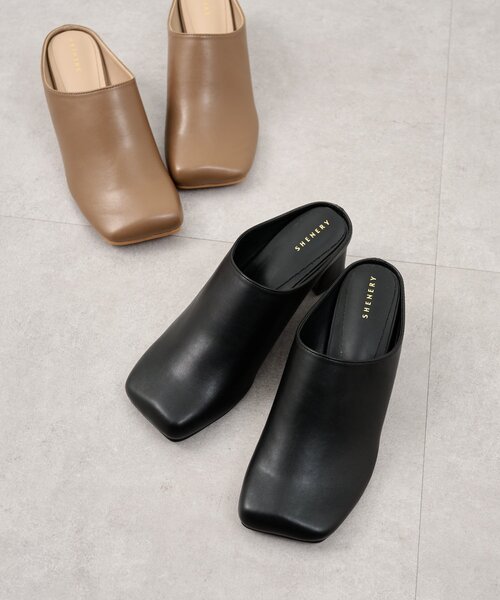 SHENERY（シーナリー）の「スクエアトゥサボ（その他シューズ・レディース・キャメル/ブラック・36/37/38）」の3枚目の写真