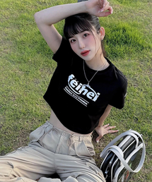 FEIHEI LOGO CROP T-SHIRT BLACK