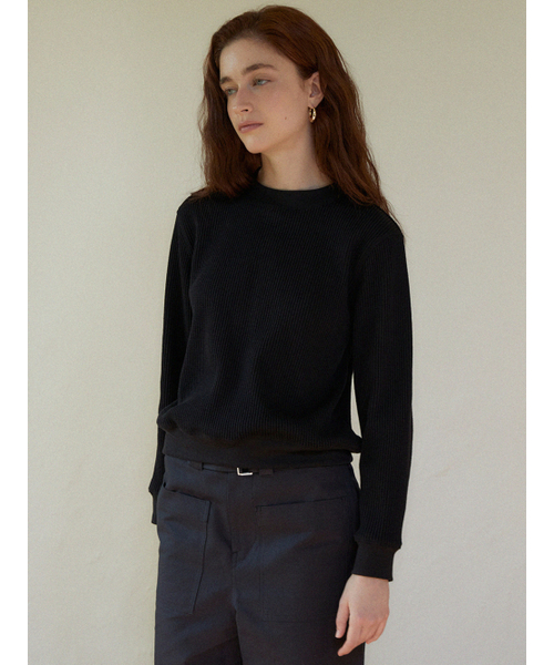 LARGO(ラルゴ)の「Waffle top (black)(Tシャツ/カットソー・レディース・その他・FREE)」の1枚目の写真