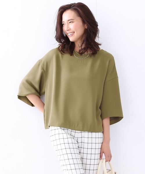 BEAMS LIGHTS Women's(ビームスライツ ウィメンズ)の「BEAMS LIGHTS / ウォッシャブル ドロップショルダー プルオーバー(シャツ/ブラウス・レディース・オフホワイト/オリーブ/ネイビー・38/36)」の5枚目の写真